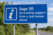 Information Highway Sign: Sage 50 Accounting support from a real human.